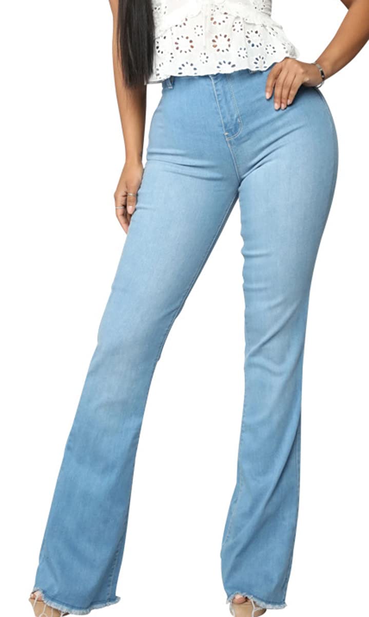 Bell Bottom Jeans for Women Ripped High Waisted Classic Flared Denim Pants