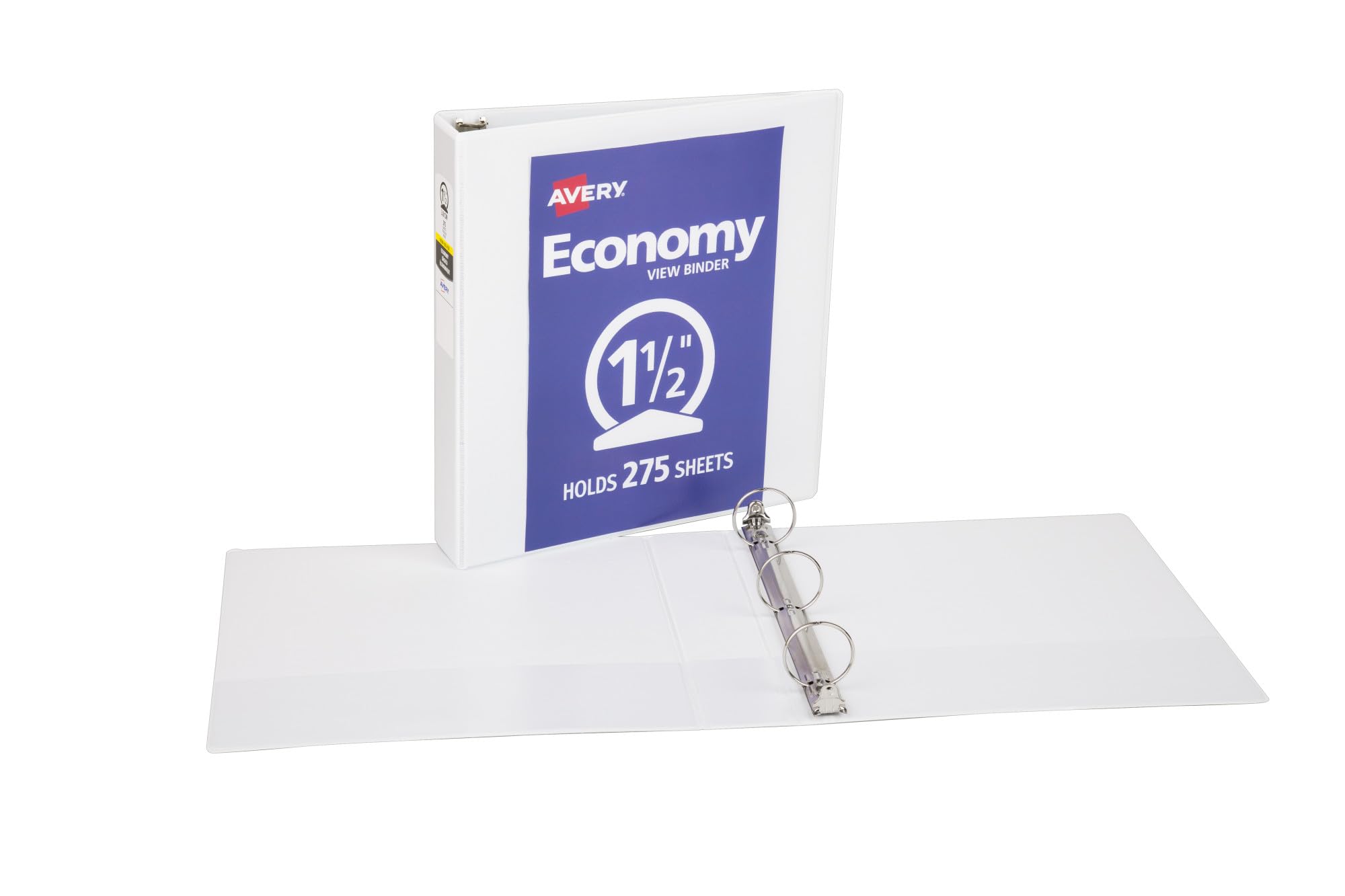Avery Standard View 3 Ring Binders, 0.5" Round Rings, 100-Sheet Capacity, 0.7 Inch Wide Spine, White Binders, Ideal for Lightweight Organization and Occasional Referencing (12-Pack of 05706)