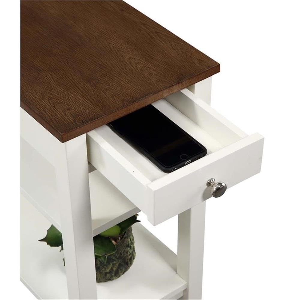 Convenience Concepts American Heritage Chairside End Table with Drawer 23.5" - Classic Living Room Table with Storage Shelf, Bedroom Nightstand, Black
