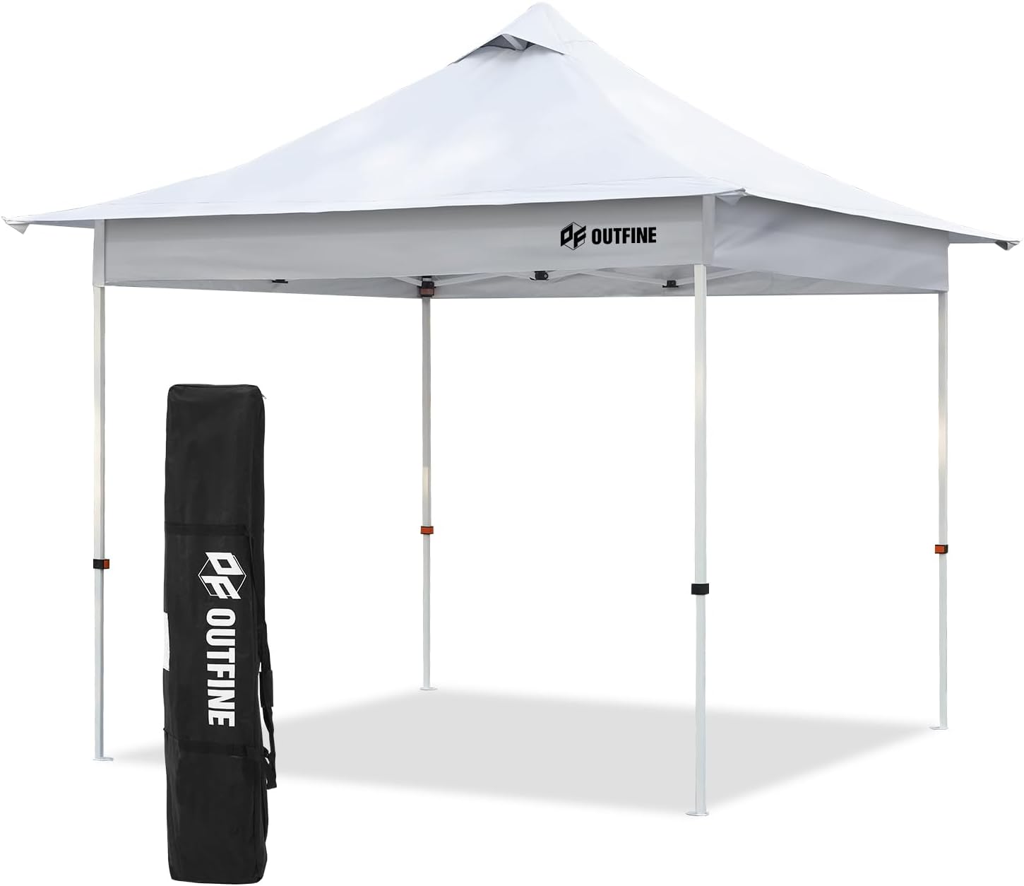 OUTFINE 10×10 Pop Up Canopy-Heavy Duty Canopy Tent with Sturdy Metal Frame(8×8 Base), Carrying Bag, Sandbags×4,Tent Stakes×8 for Events,Camping&Parties(White,10 * 10FT)