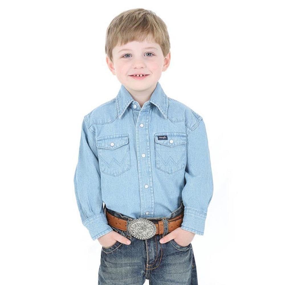 Wrangler Boy's Long Sleeve White Snap Shirt
