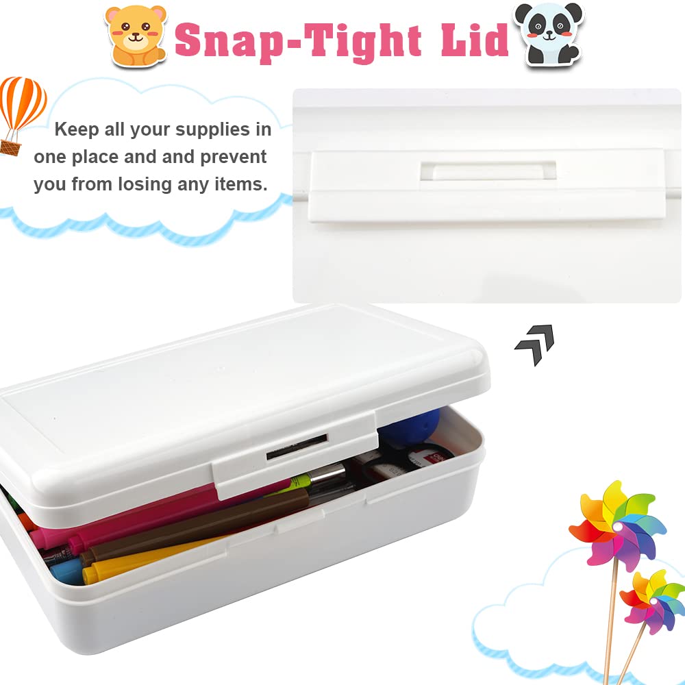 Pencil Case, Pencil Box, Clear Pencil Case, 3 Pack Plastic Pencil Case, Large Capacity Pencil Case, Crayon Box with Snap-tight Lid Stackable Design, Plastic Storage Box for School Office Supplies