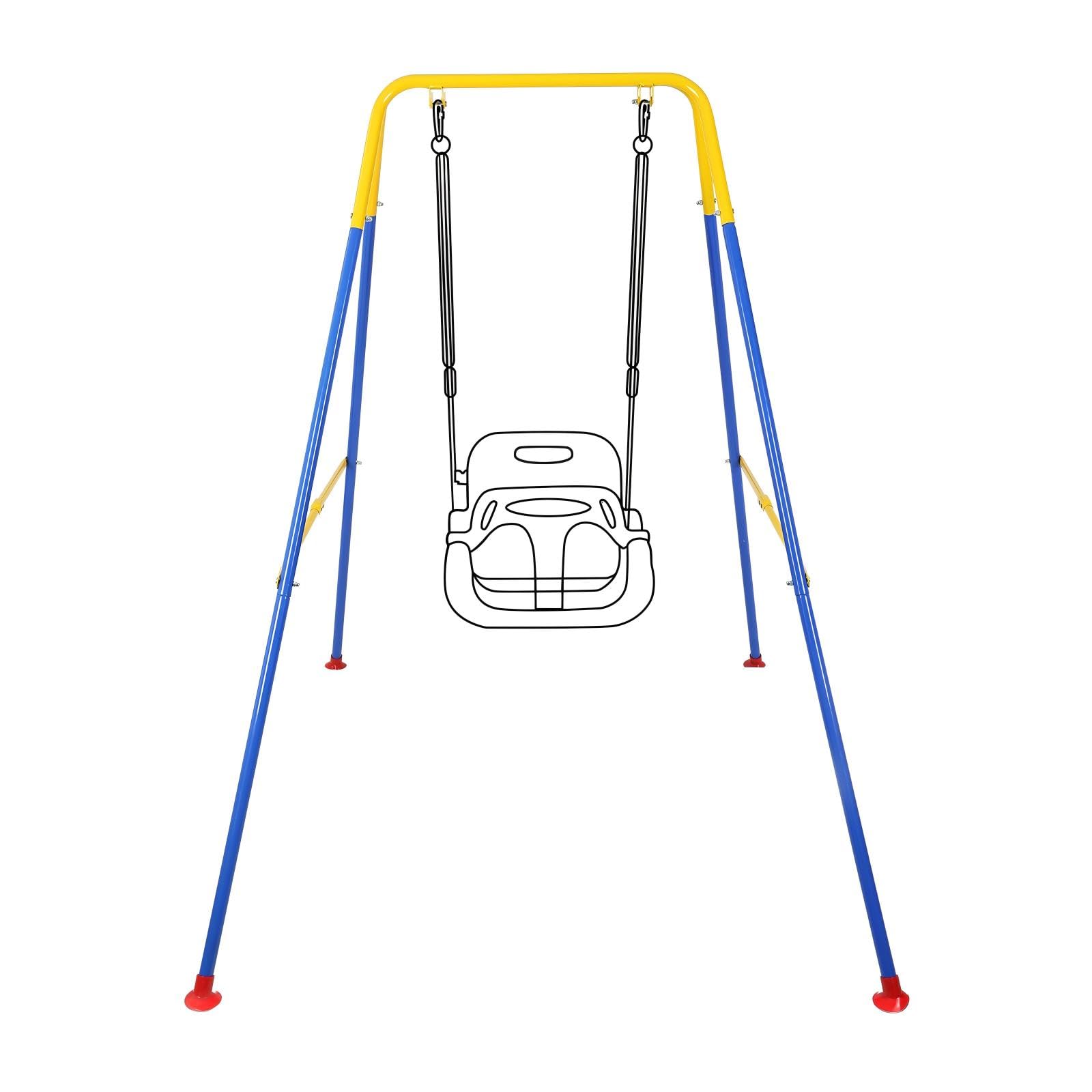 3-in-1 Toddler Swing Set, Metal A-Frame Hammock Chair Stand, Foldable Baby Swing Frame, Easy to Assemble & Store, Indoor/Outdoor Swing Stand for Toddler Baby Jumper Chair (SEAT)
