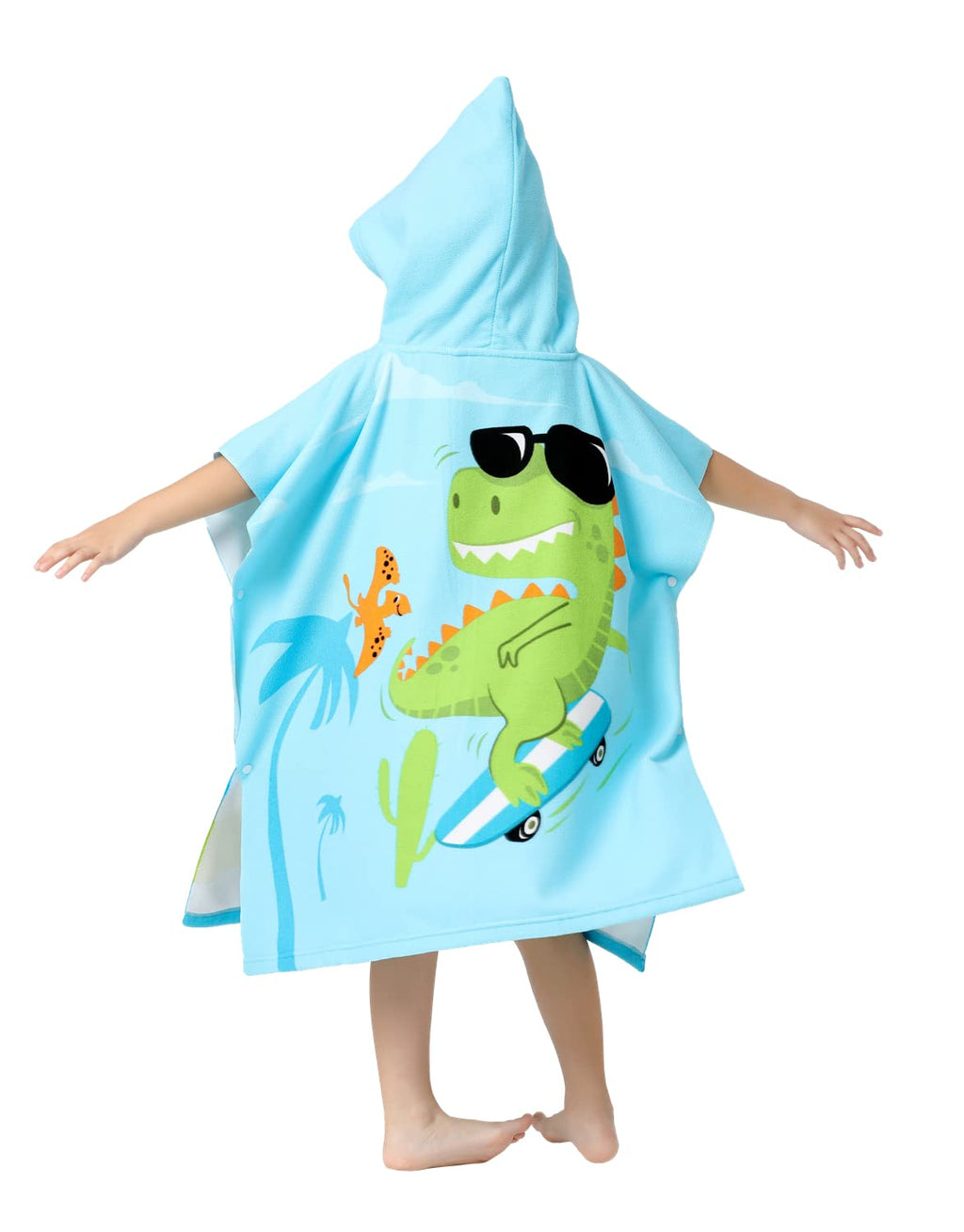 Soft Microfiber Swim Cover-ups for 3 to 10 Years Old Kids Hooded Bath Beach Poncho Towels (Alligator, Fits 3-10 Years)