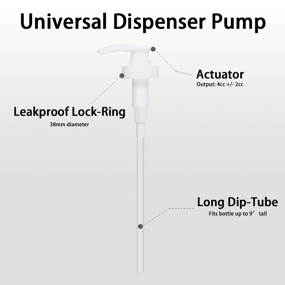 Gallon Pump Dispenser, Fits Most 1 Gallon Jugs and Containers 38/400 Pump Lid Top Replacement for Sanitizer, Lotion, Shampoo, Conditioner (6 Pack)