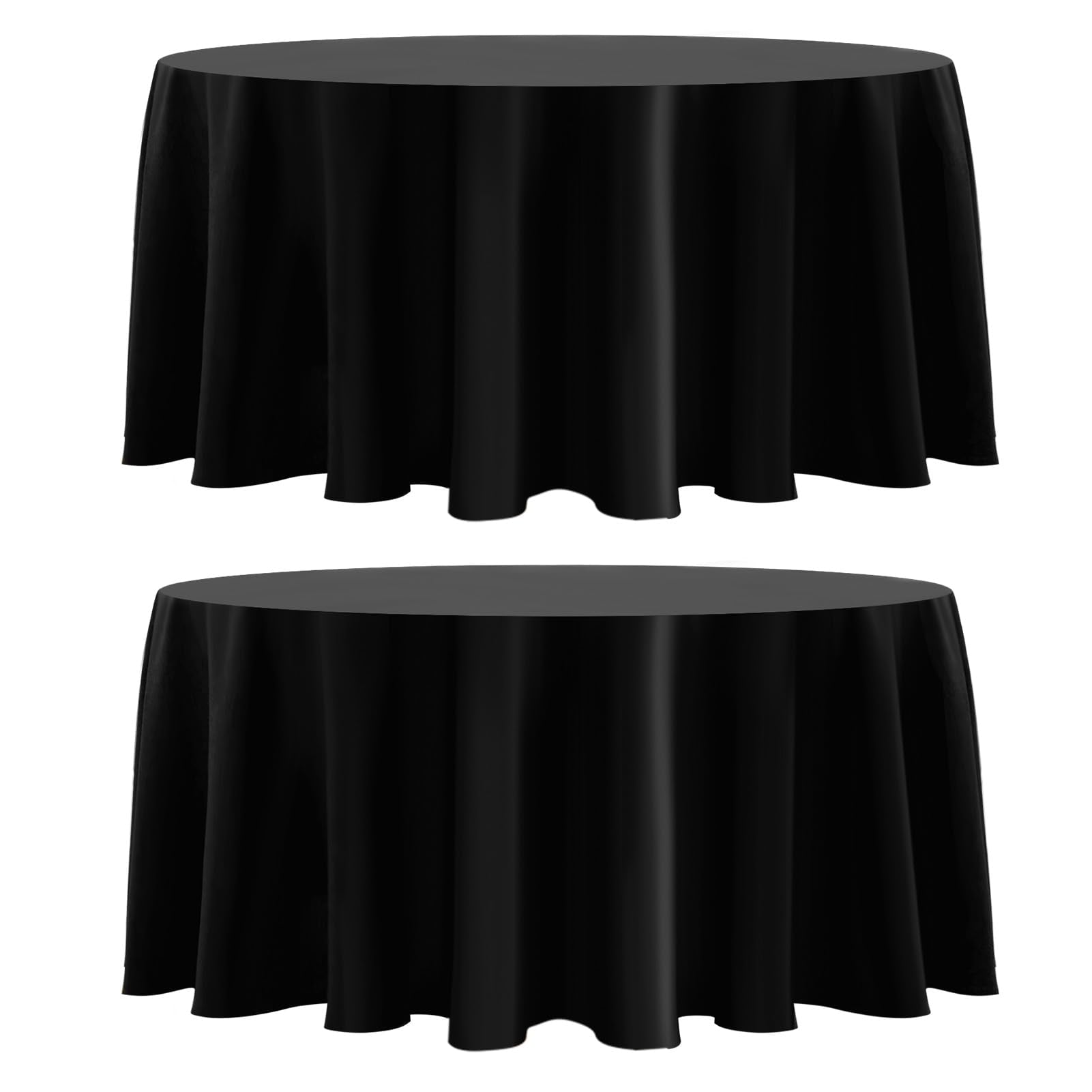 Round Tablecloth 2 Pack 90 Inch Black Tablecloths Washable Decorative Linen Polyester Table Clothes Cover for Dining Table Banquets Buffet Parties and Wedding
