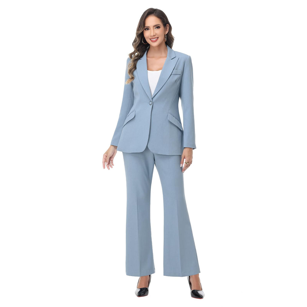 Women's Suit 2 Piece Set Pinstripe Blazer and Bootcut Dressy Pants Set for Work Office Business Outfits