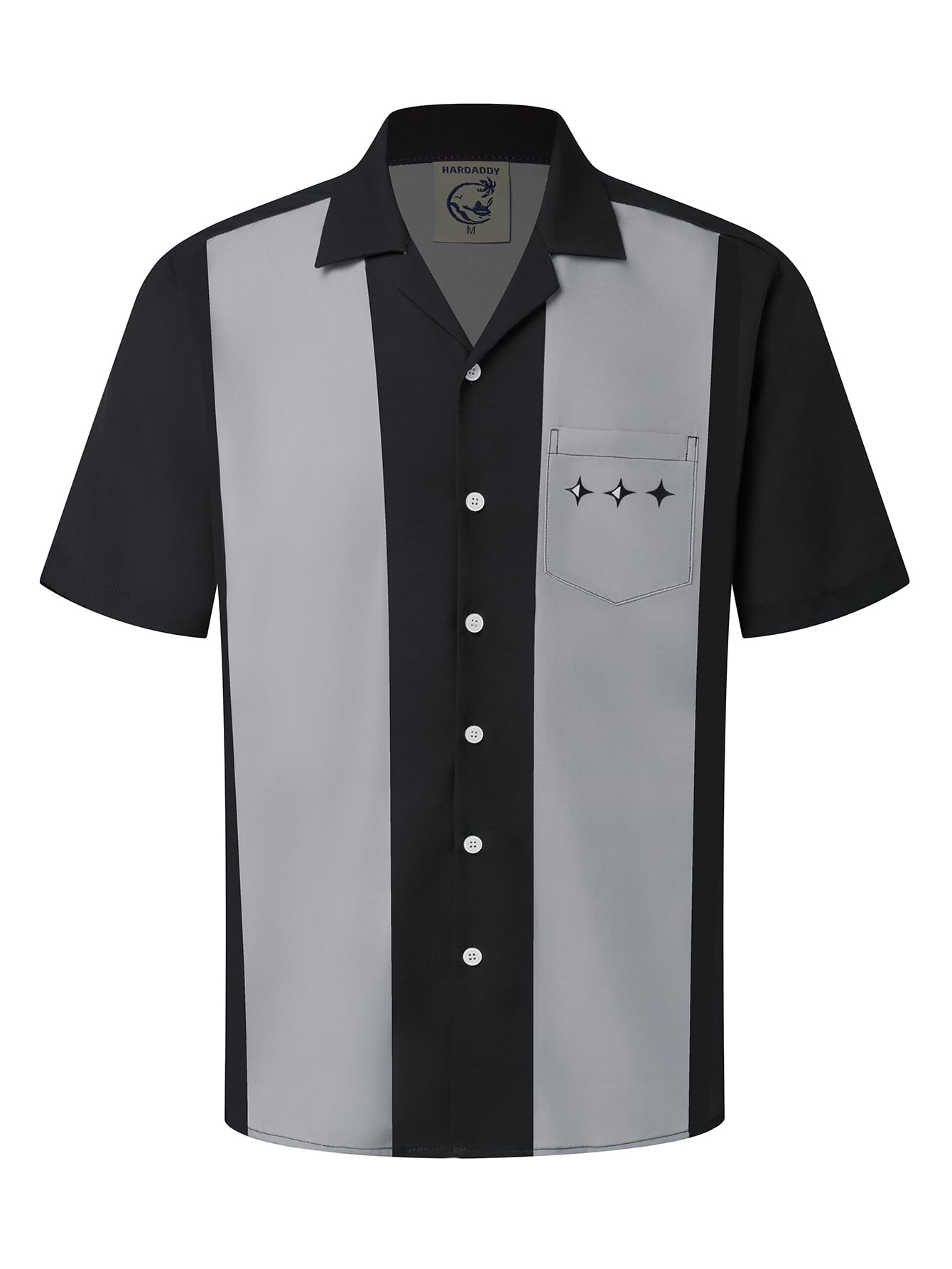 Hardaddy Men's Camp Collar Retro Vintage Bowling Button Down Shirt with Pocket Casual Short Sleeve Beach Shirts Summer