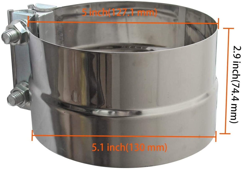 Exhaust Clamps Band Clamp 2.5" Lap Joint - Stainless Steel Lap Joint Exhaust Band Clamp with 1 Block 2Pcs for 2.5" Od to 2.5" Id Exhaust Pipe, Muffler, Elbow and Exhaust Tubing Connection(2 Pack)