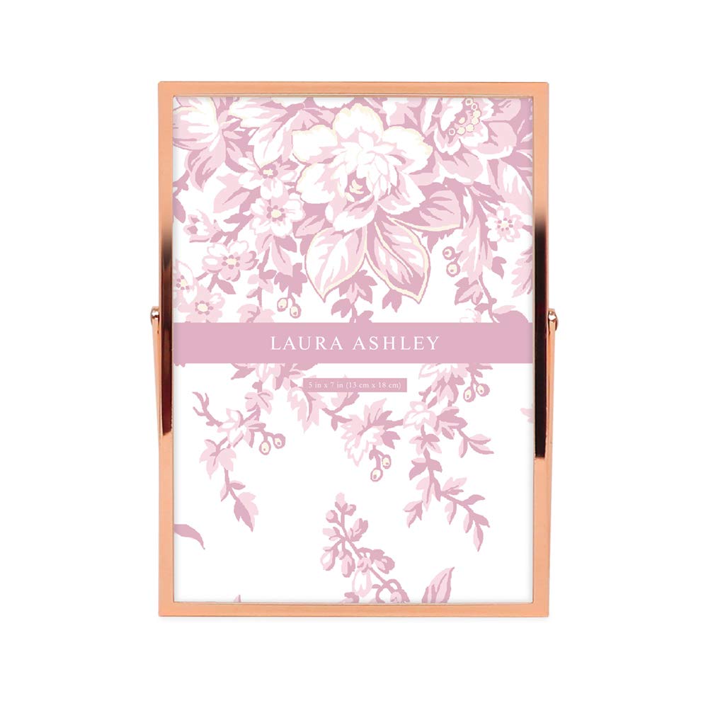 Laura Ashley 2x3 Rose Gold Flat Metal Picture Frame (Vertical) with Pull-Out Easel Stand, Made for Tabletop, Counterspace, Shelf and Desk (2x3, Rose Gold)