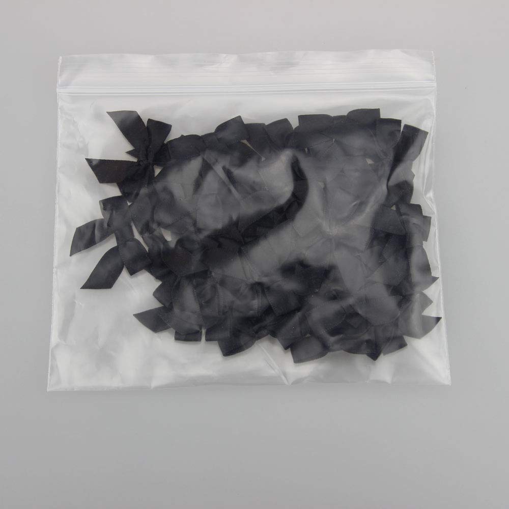 7Rainbows 50pcs Boutique 1.5" Black Satin Ribbon Mini Bows for Craft Sewing Scrapbooking Wedding and Gift Wrapping