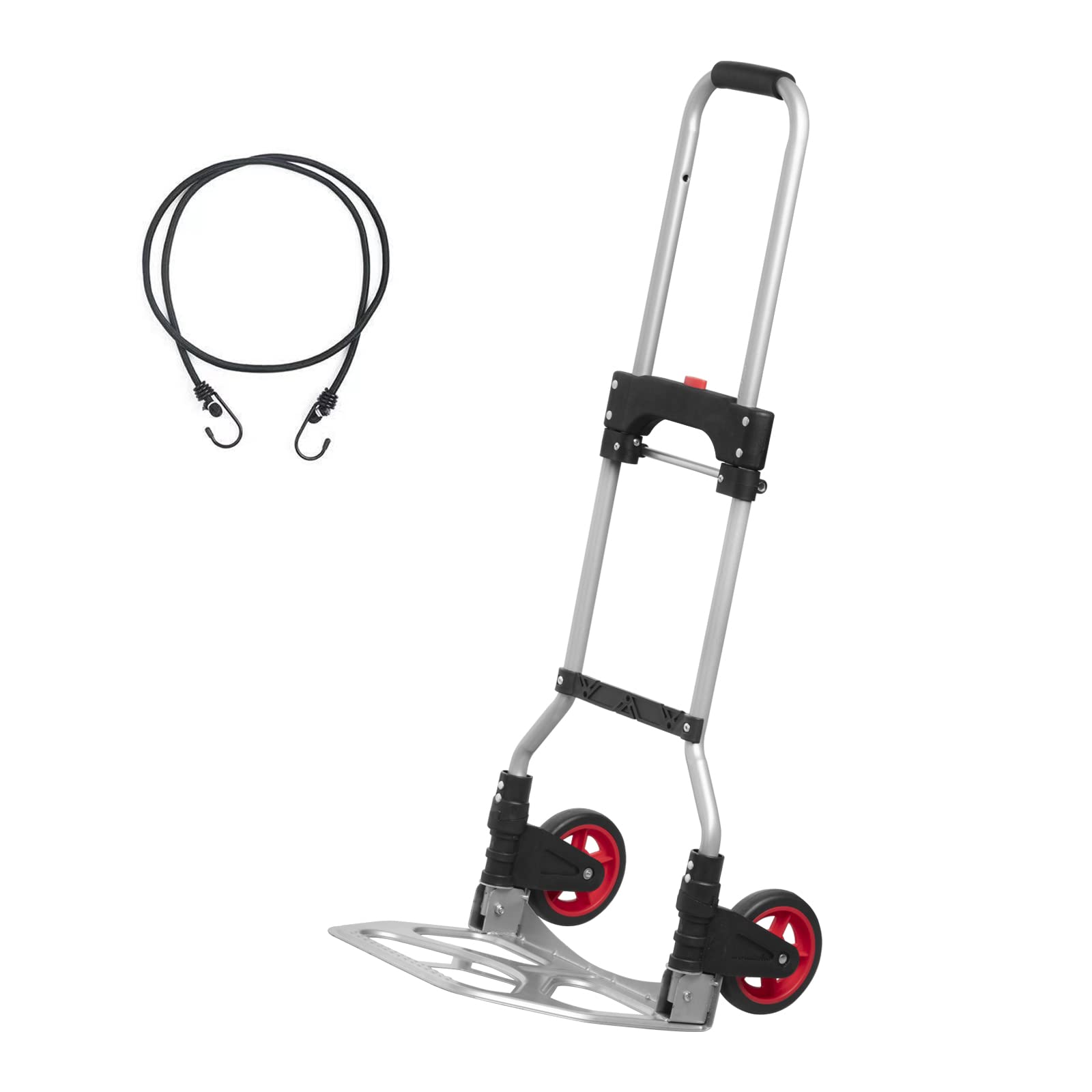 LEADALLWAY Hand Truck Aluminum Foldable Hand Cart with 6" Wheels 220 lbs Capacity