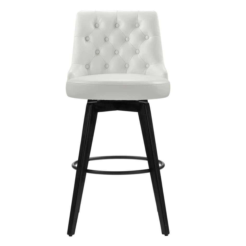 Watson & Whitely Counter Height Bar Stools, Performance Fabric Upholstered Modern Swivel Barstool with Back, Solid Wood Legs, 26" H Seat, Flint Grey