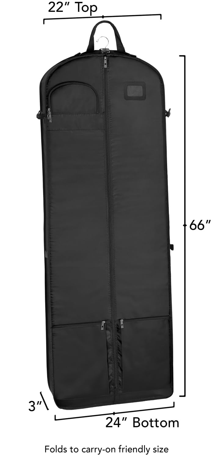 WallyBags 66” Premium Tri-Fold CarryOn Destination Wedding Dress Garment Bag
