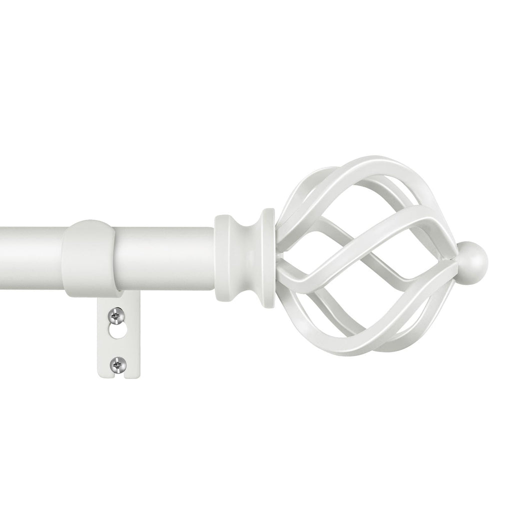KAMANINA Silver Curtain Rod 32 to 58 Inch(2.6-4.8ft), Adjustable Curtain Rods for Windows 28 to 48 Inch, 3/4 Inch Splicing Drapery Rods with Twisted Cage Finial