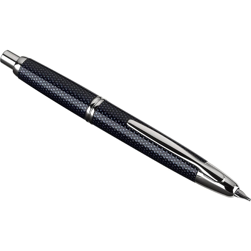 PILOT Vanishing Point Collection Refillable & Retractable Fountain Pen, Black Carbonesque Barrel with Rhodium Accents, Blue Ink, Medium Nib (60246)