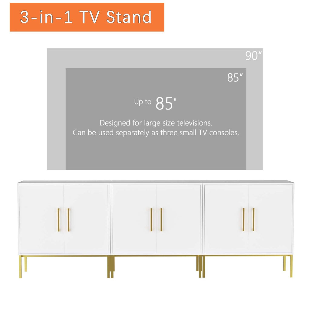 LYNSOM TV Stand for 55 Inch TV, Media Console Table with 2 Cabinets, Storage for Bedroom, Living Room, Entertainment Room (Black)