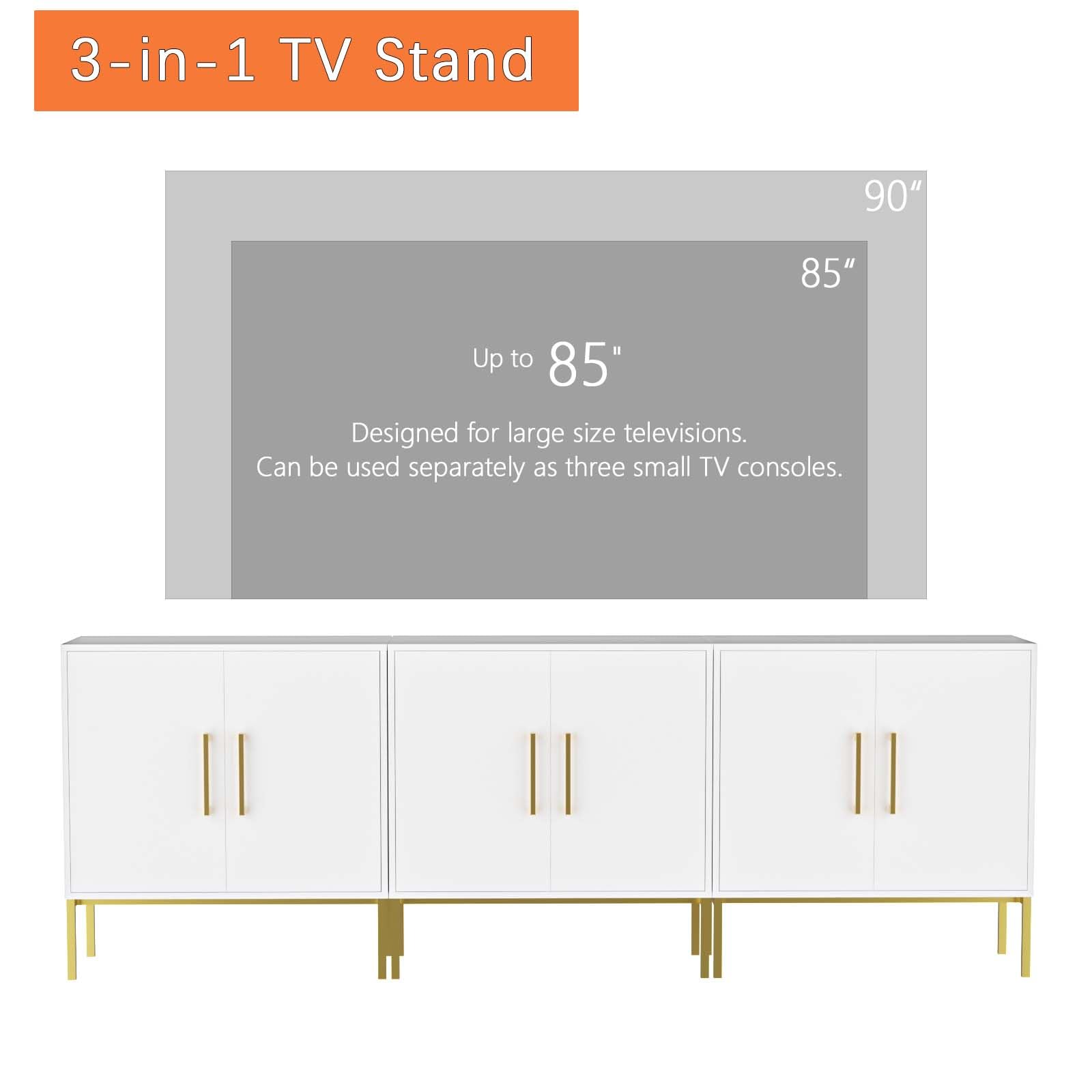 LYNSOM TV Stand for 55 Inch TV, Media Console Table with 2 Cabinets, Storage for Bedroom, Living Room, Entertainment Room (Black)
