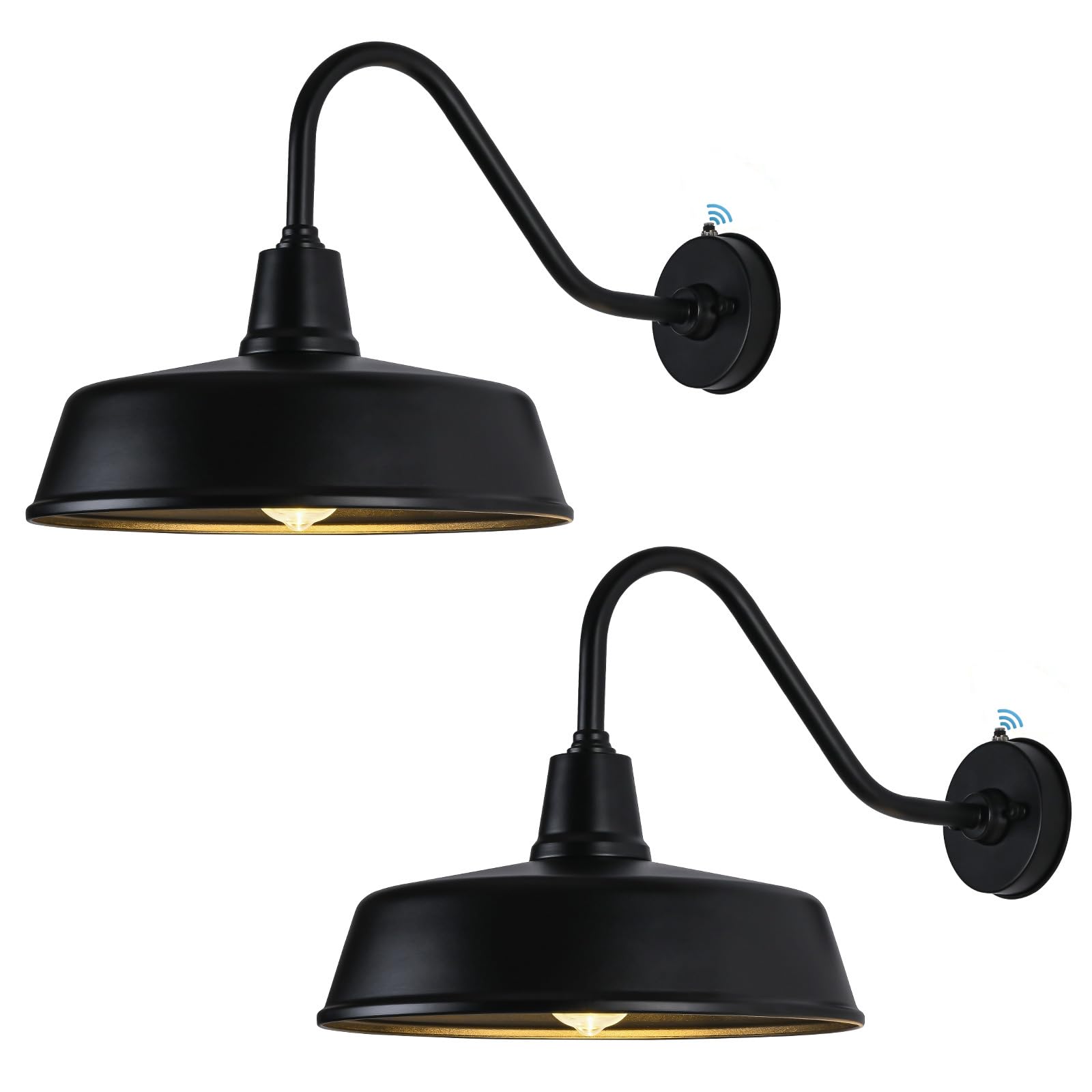 Barn Lights Outdoor Gooseneck Lighting, Dusk to Dawn Black Exterior Barn Lights for House, Farmhouse Wall Lighting Fixtures with Sensor for Porch Garage (1, 11" Diameter)