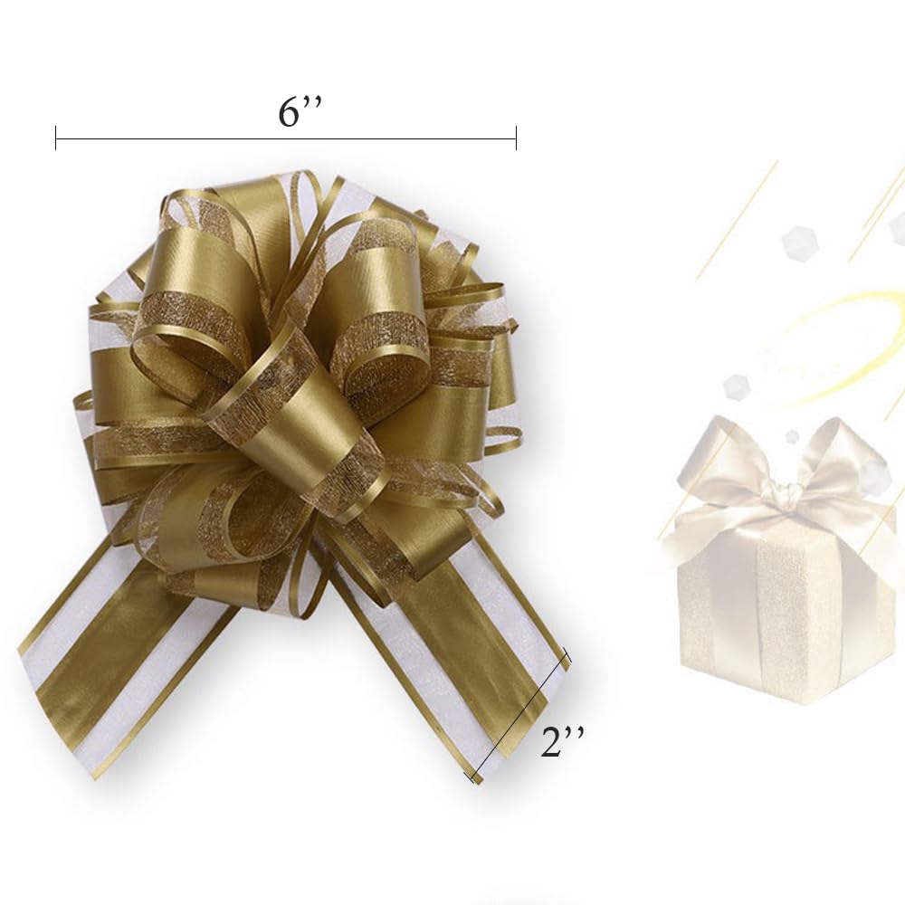 6 PCS Large Pull Bows,Bow for Gift Wrapping,6 inches,Christmas Party Birthday Gift Wedding Ribbon Bows for Wrapping Boxes or Flower Decorations, Valentine's Day Gift Decorations