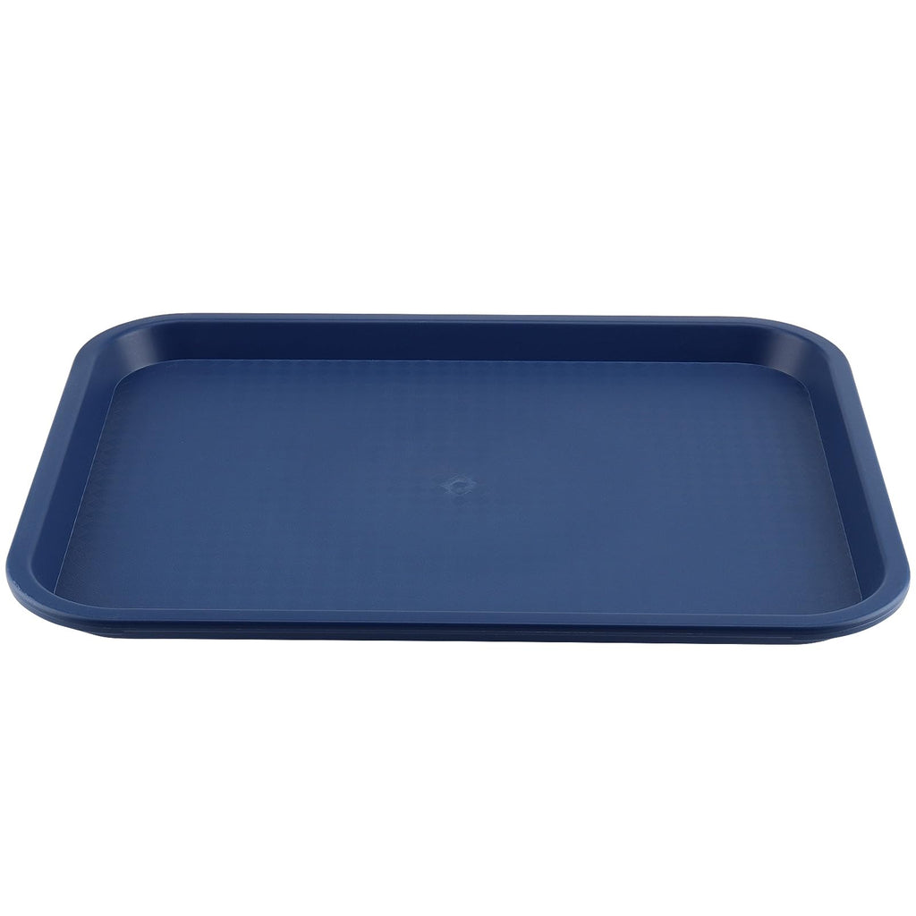 ZOENHOU 6 Pack 14 x 10 Inch Fast Food Tray, Rectangular Cafeteria Serving Trays, Plastic Trays for Food, Black