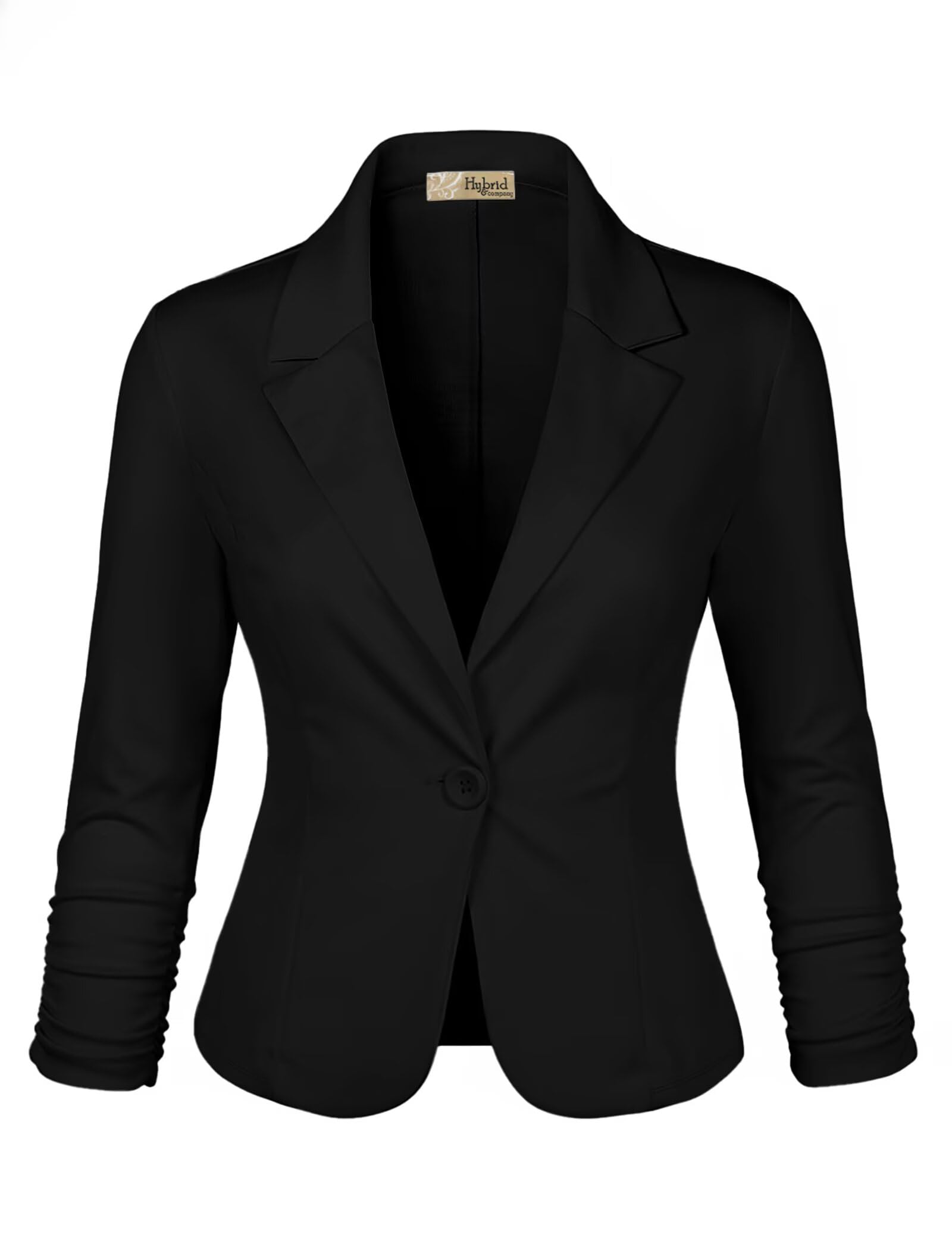 Hybrid & Company Women's Lightweight Casual Work Office Stretch Ponte Cardigan Blazer Jacket Made in USA