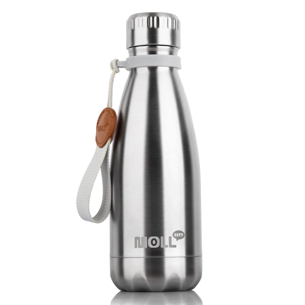 9 oz Water Bottle for Kids-Small Stainless Steel Water Bottle for School Vacuum Insulated Metal Leak Proof Cola Shape Water Flask for Boys Girls(Baby Blue)