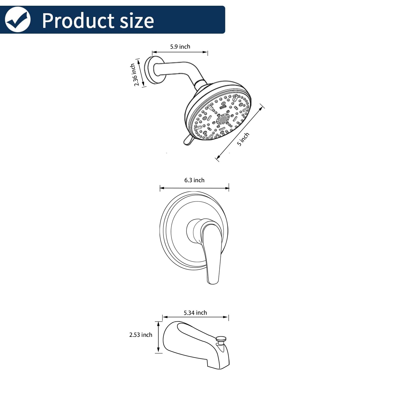 Shower Tub Kit Tub Shower Faucet Combo Set Bathtub Faucet Set Shower System with Tub Spout Shower Valve and Trim Kit Shower Fixtures Brushed Gold