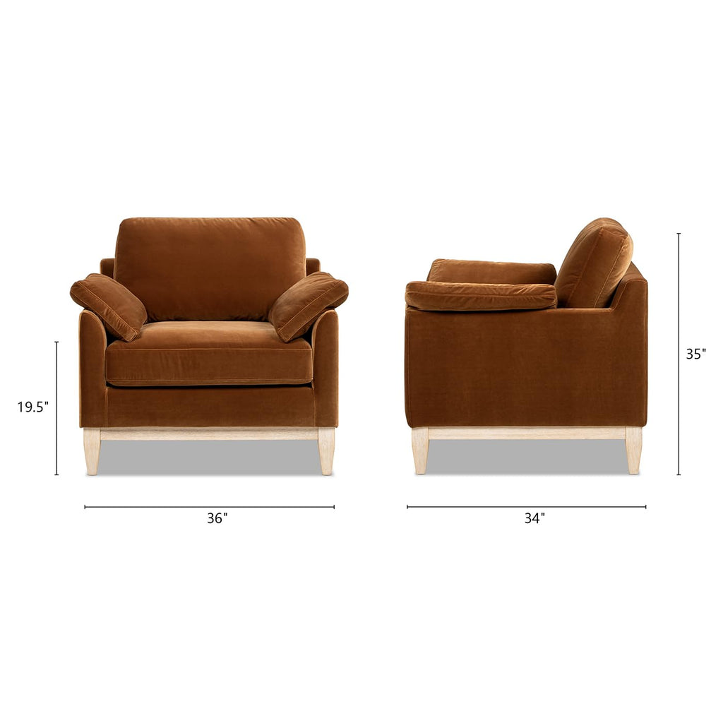 Jennifer Taylor Home Pasadena 36" Wide Modern Farmhouse Accent Arm Chair, Burnt Orange Performance Velvet