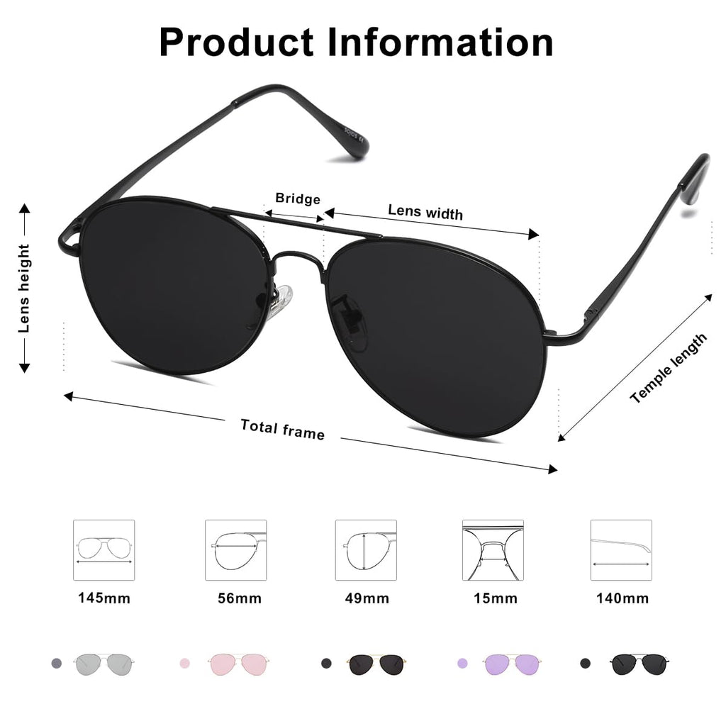SOJOS Classic Aviator Sunglasses for Women Men Metal Frame Spring Hinges SJ1030