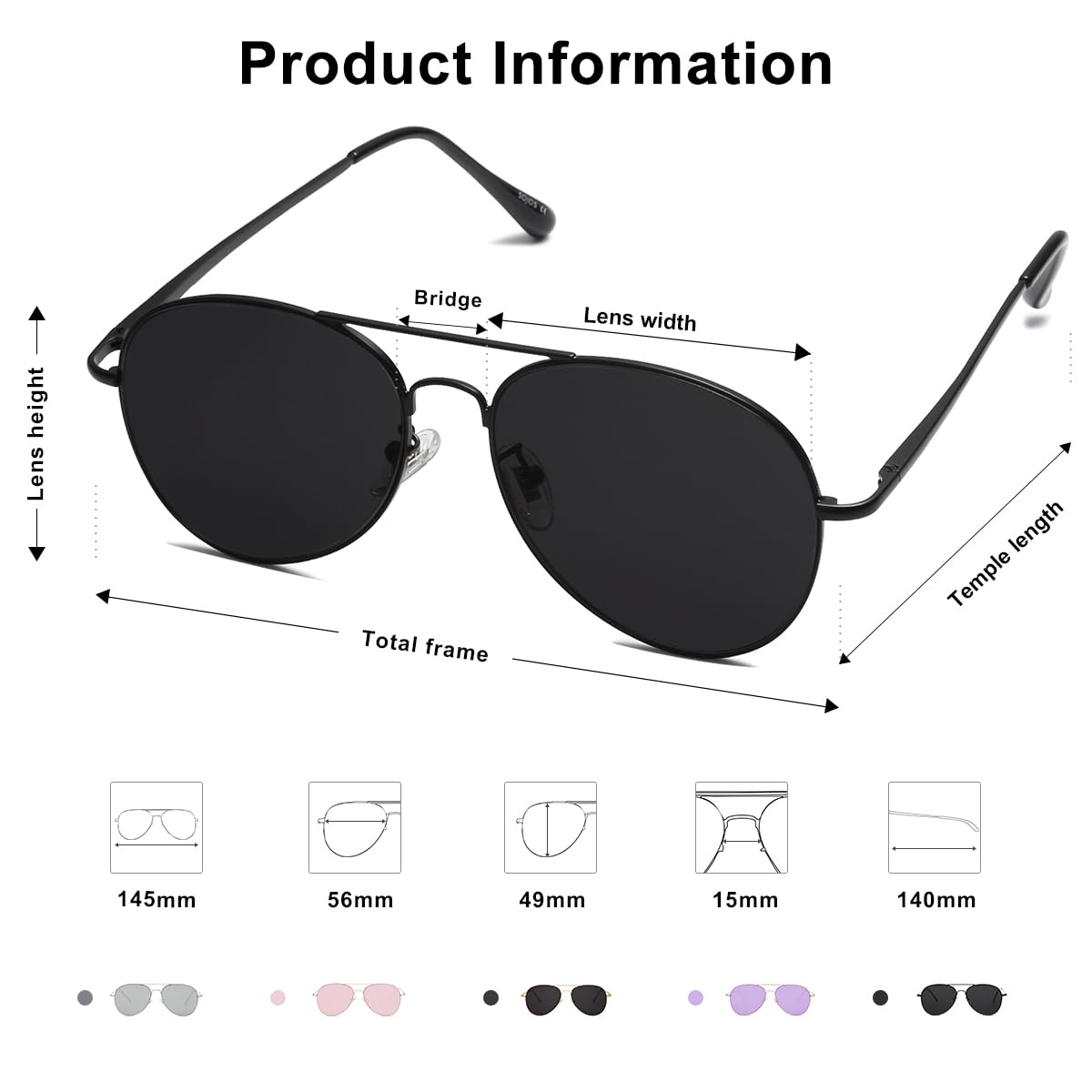 SOJOS Classic Aviator Sunglasses for Women Men Metal Frame Spring Hinges SJ1030