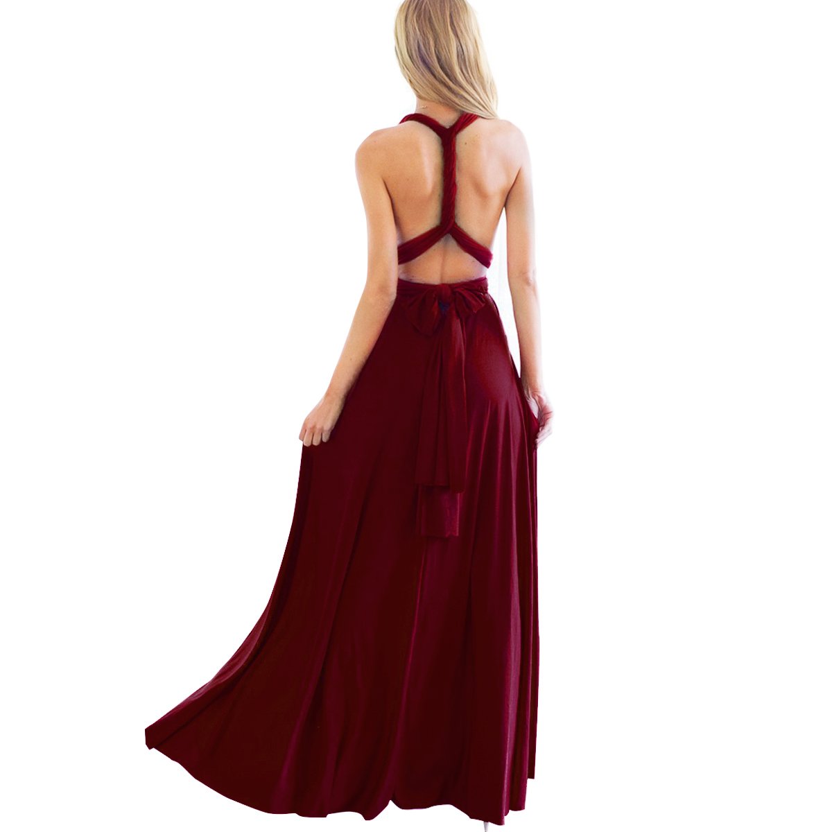 Women Transformer Hi Low Evening Long Prom Dress Halter Convertible Multi Way Spaghetti Strap Wedding Cocktail Maxi Gown