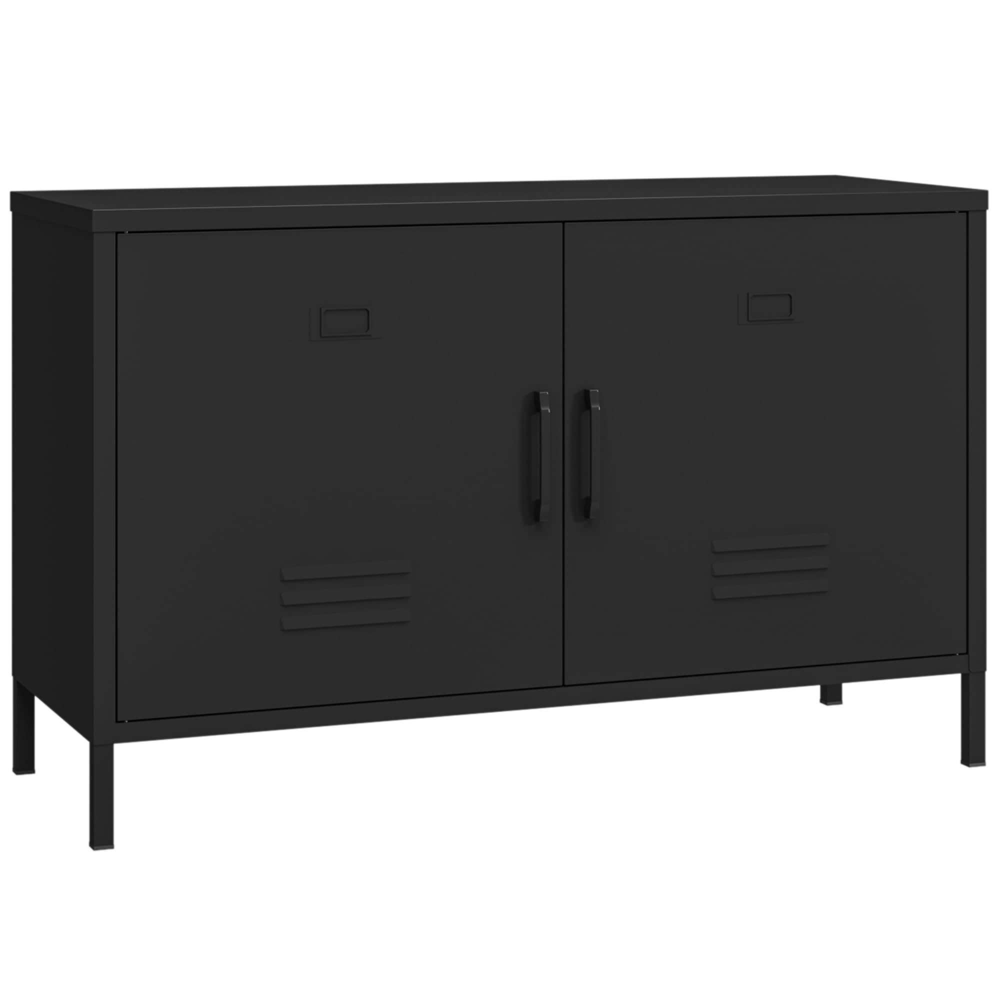 2 Door Steel Accent Cabinet,Black Metal Storage Cabinet with Adjustable Shelf,2-Tier Office Cabinet,Multipurpose Metal Locker Storage Cabinet for Office Home,Music Studio