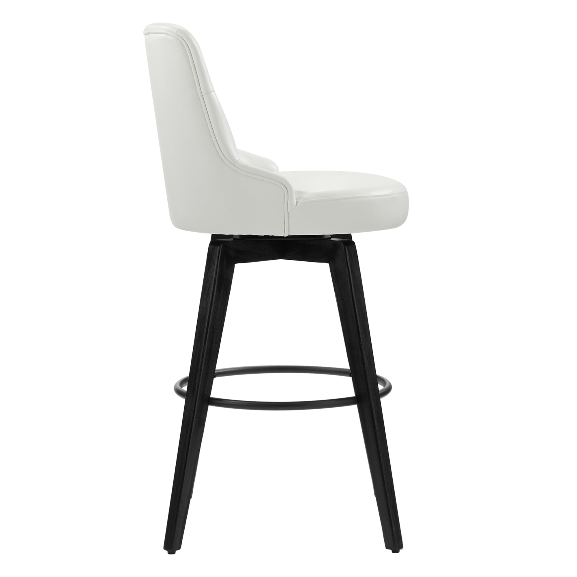 Watson & Whitely Counter Height Bar Stools, Performance Fabric Upholstered Modern Swivel Barstool with Back, Solid Wood Legs, 26" H Seat, Flint Grey