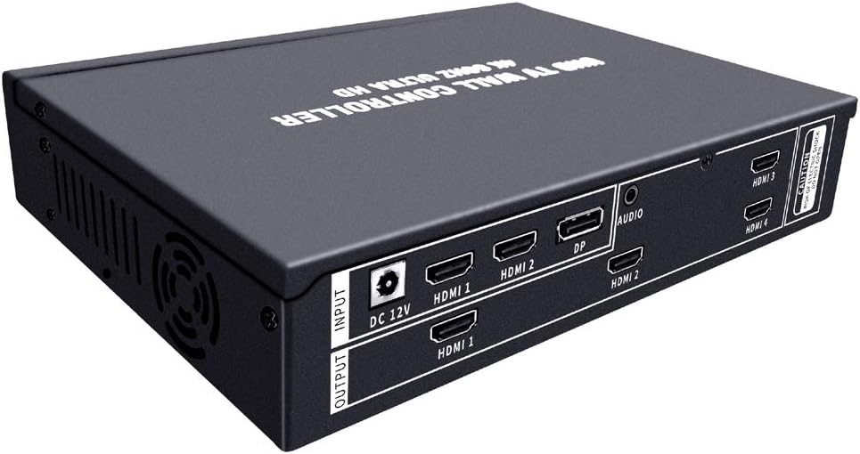 ISEEVY 4K60 UHD Video Wall Controller 2x2 1x2 2x1 1x3 3x1 1x4 4x1 TV Wall Controller for 4 TV Splicing Display Support 3840x2160@60Hz Inputs and Rotate 90 Degree for Portrait Mode Screens