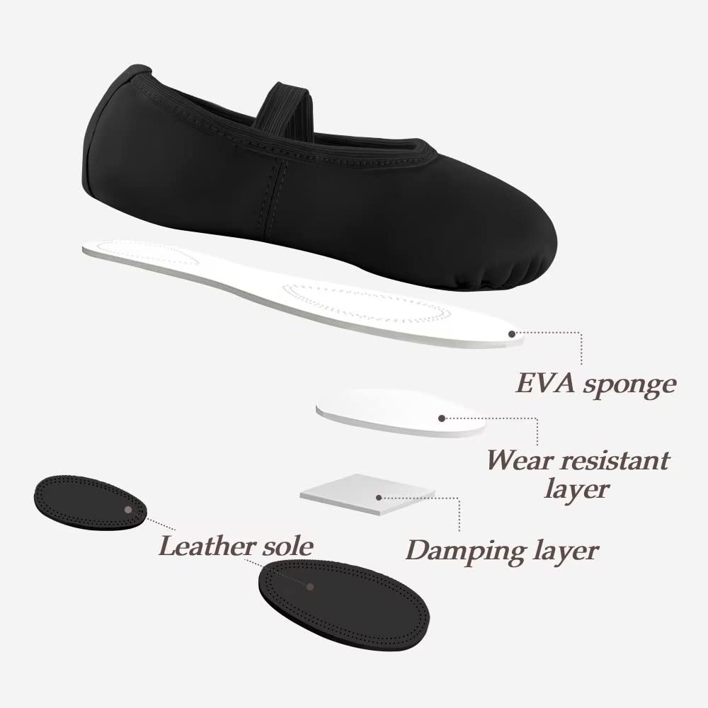DyingSwan Toddler Ballet Shoes for Girls, Soft Leather Ballet Slippers, No-Tie Ballet Shoes Dance Shoes for Girls (Toddler/Little/Big Kid/Women)