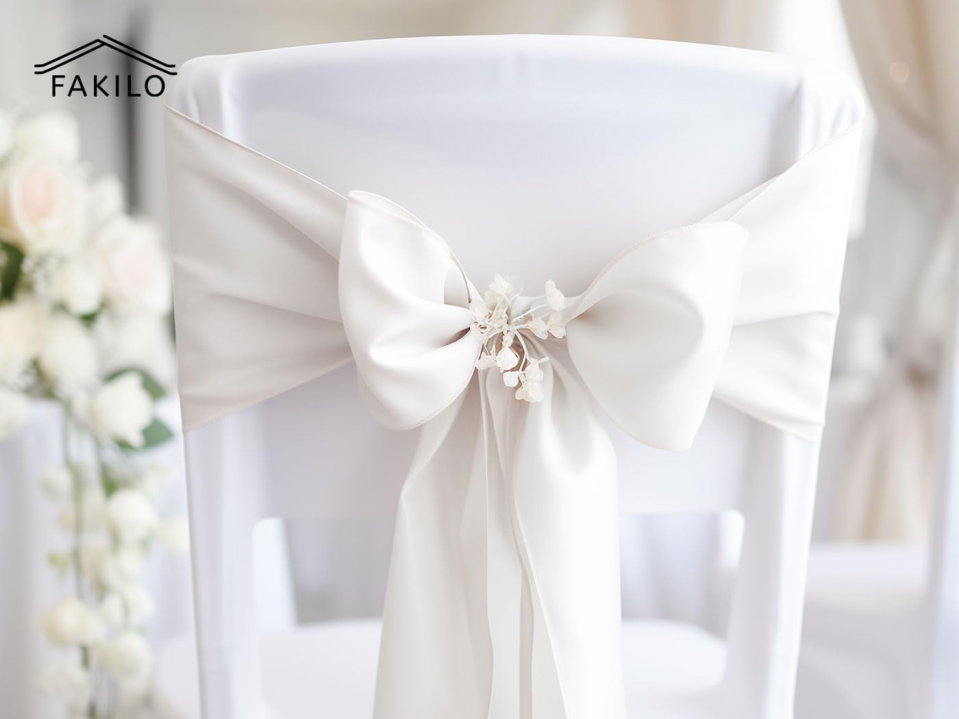 FAKILO Black Satin Ribbon 4 Inch x 22 yd Wide for Grand Opening Business Cuttings Ceremony Bow Christmas Festival Decor