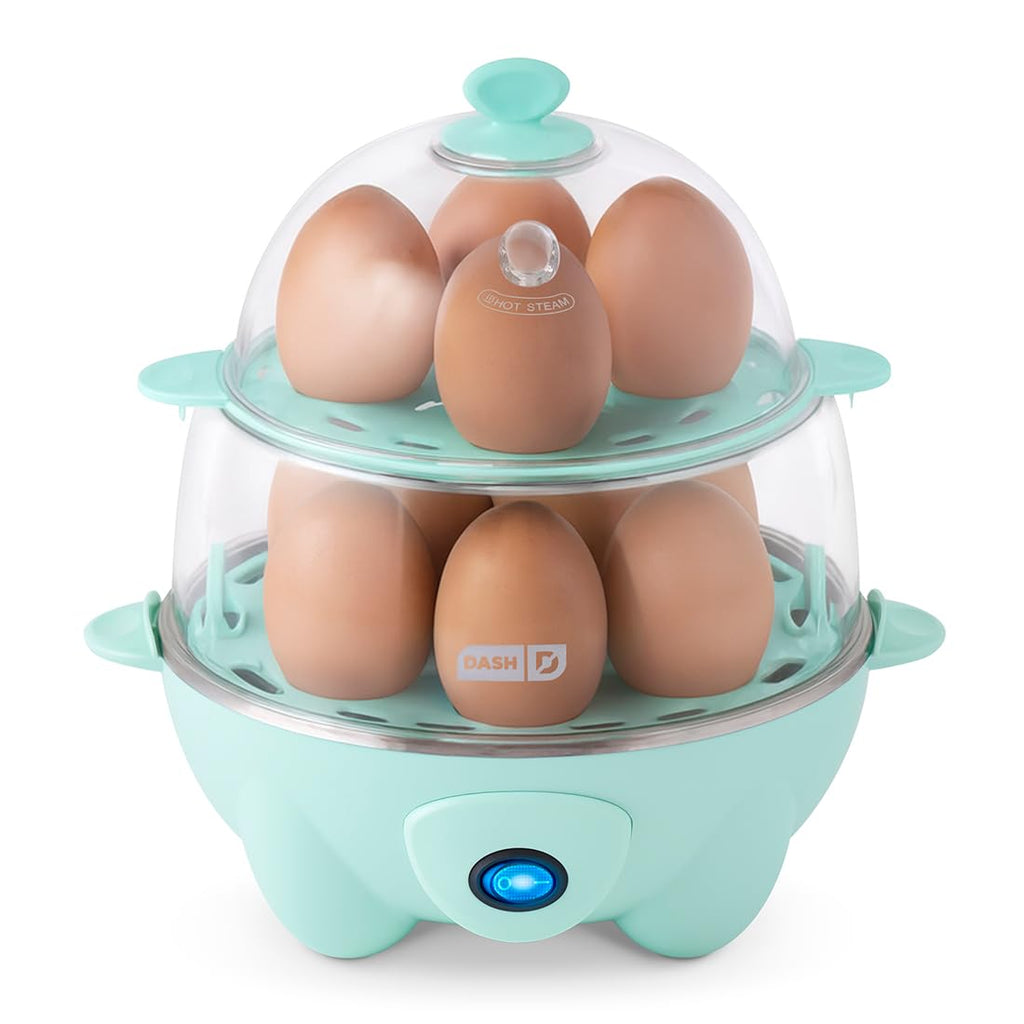 Dash Deluxe Egg Cooker - Boiler, Poacher & Steamer - Includes Measuring & Recipe Guide - Dishwasher Safe - BPA Free - Holds 12 Eggs, Aqua