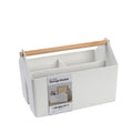 BLUE GINKGO Medium Storage Basket – Plastic Caddy with Wooden Handle for Office, Arts & Crafts, or Home Supplies (Green)