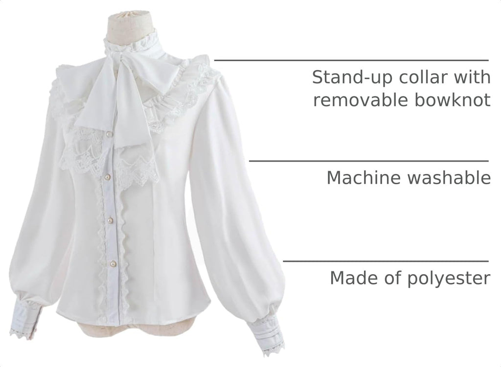 Nuoqi Victorian Blouse Womens Gothic Shirt Vintage Long Sleeve Lotus Ruffle Tops