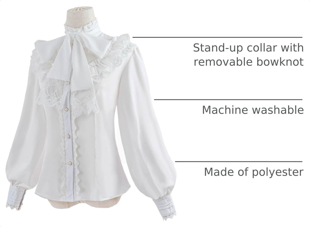Nuoqi Victorian Blouse Womens Gothic Shirt Vintage Long Sleeve Lotus Ruffle Tops