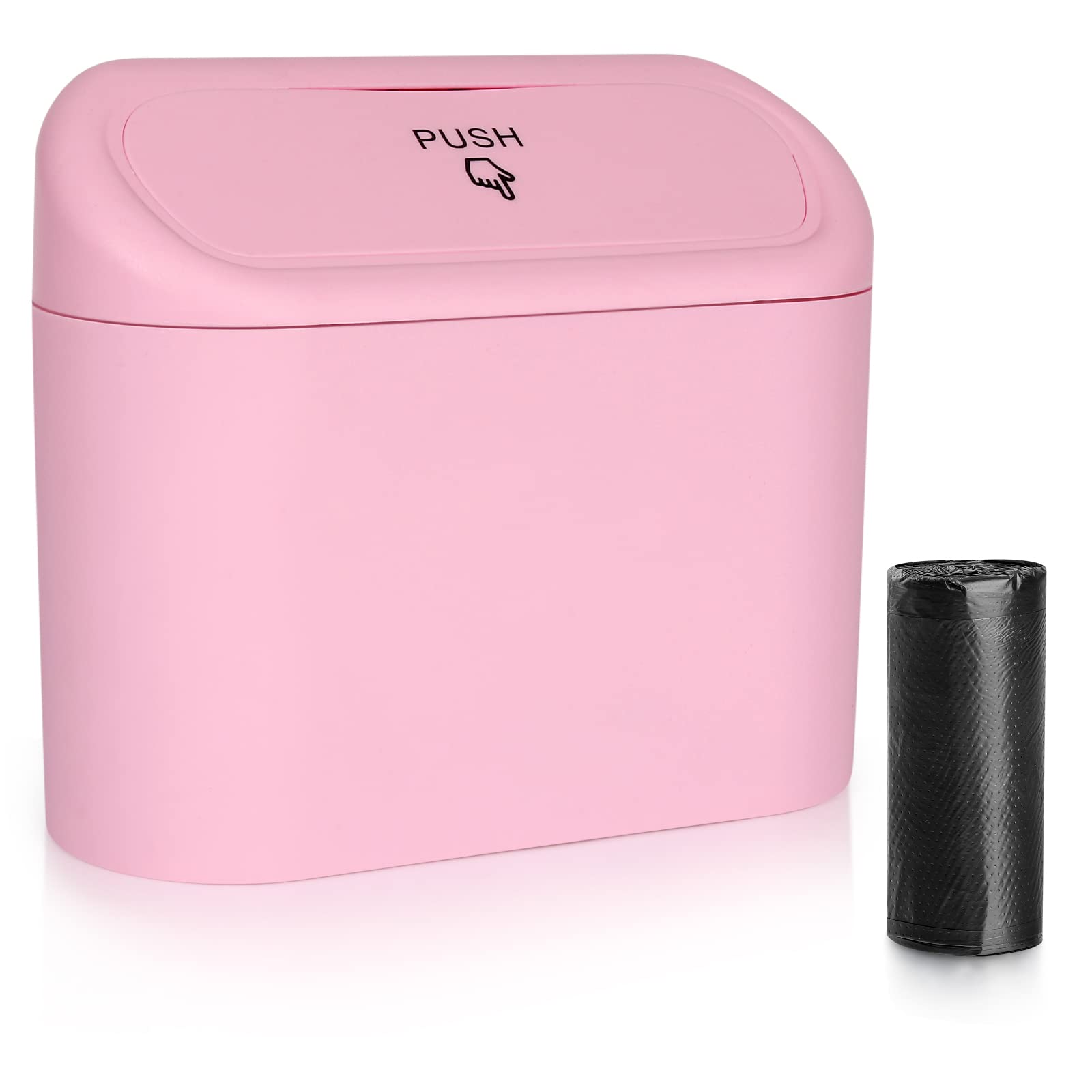 Accmor Car Trash Can with Lid, Mini Auto Dustbin Garbage Organizer with 30 Pcs Plastic Trash Bag, Automotive Garbage Container Bin for Vehicle, Home, Office