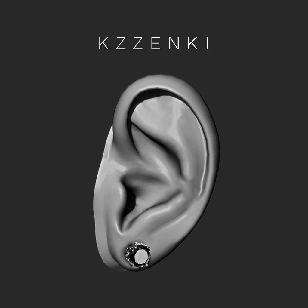 Retro Dark Shadow Stud Earrings, Hypoallergenic Stainless Steel Cubic Zirconia Earrings