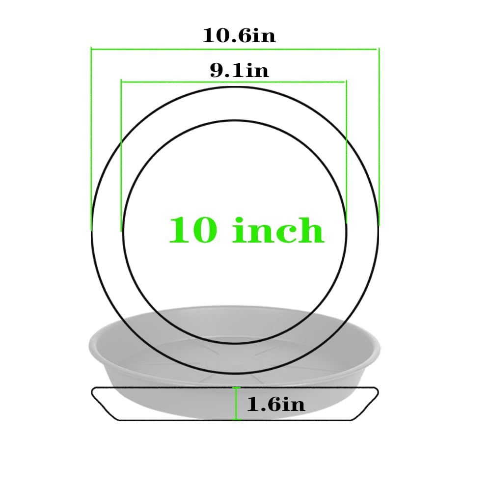 OVZILKI 6 Pack of Plant Saucer Tray 4 6 8 10 12 14 17 19 22 25 inch, Heavy Duty Plastic Pot Plant Drip Trays Saucers for Indoors Outdoor, Plant Water Tray for Planters 3-5" (4", Beige)