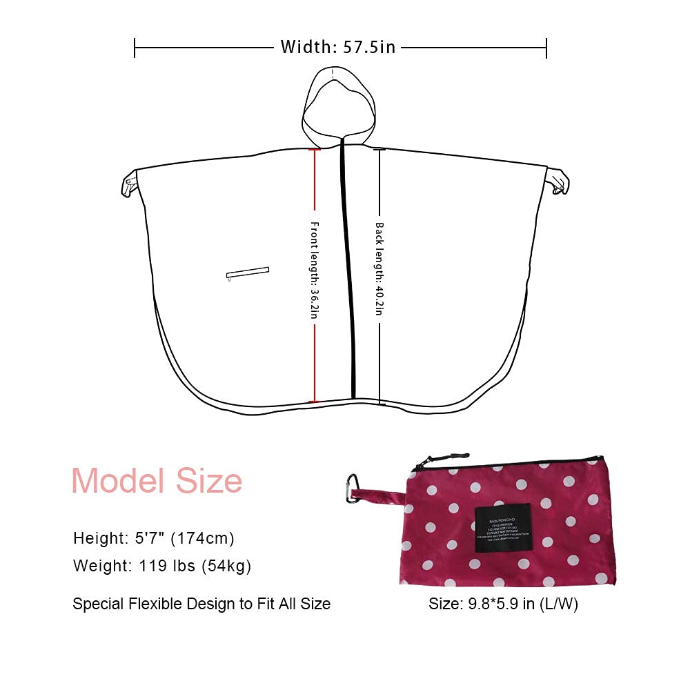 Rain Poncho Jacket Coat Hooded Zipper Style for Women/Men/Adult with Pocket