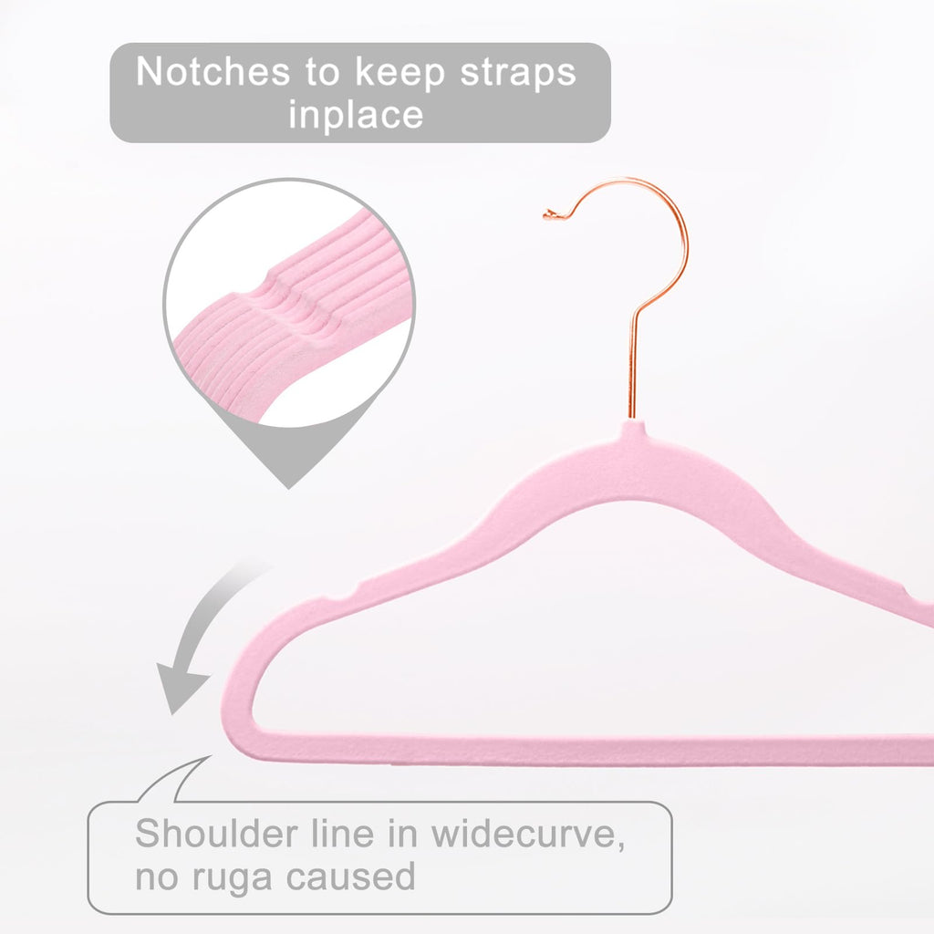 MIZGI Baby Velvet Hangers,Non-Slip Kids & Toddler Hangers,11.8 Inch Hangers for Baby Clothes,Pack of 50(Black/Black)