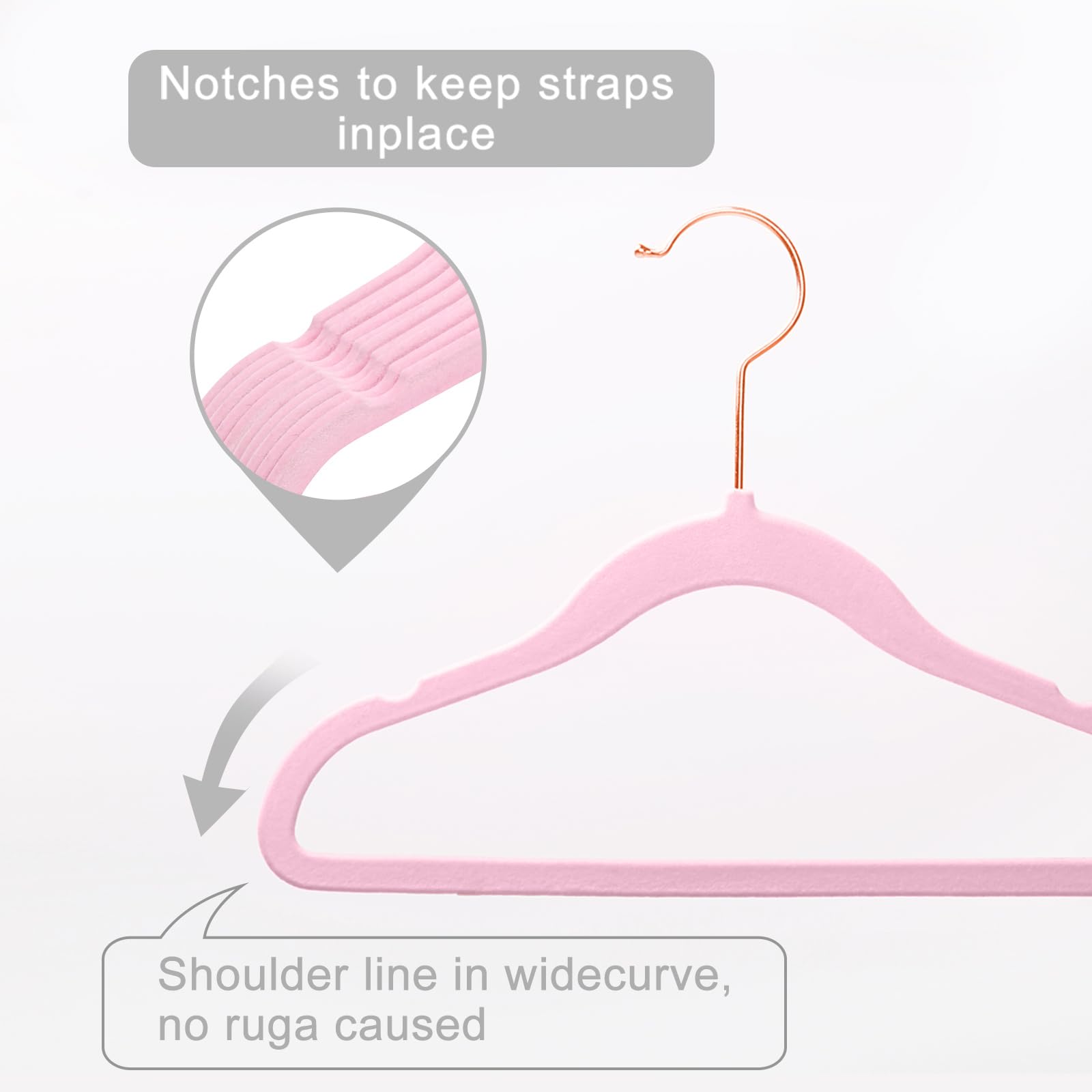 MIZGI Baby Velvet Hangers,Non-Slip Kids & Toddler Hangers,11.8 Inch Hangers for Baby Clothes,Pack of 50(Black/Black)