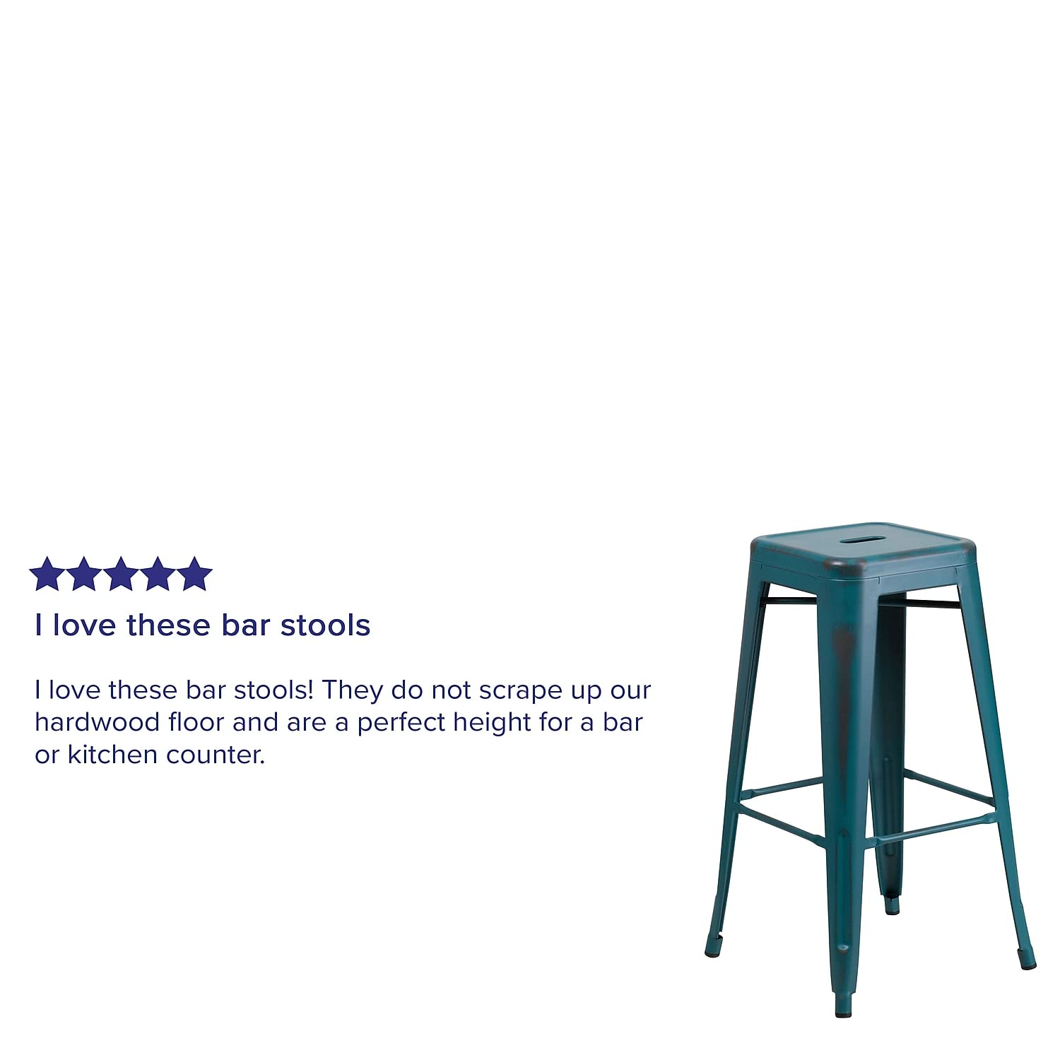 Flash Furniture 30"H Commercial Modern Metal Backless Barstool, Indoor/Outdoor Industrial Square Stacking Bar Stool for Patio Bars/Restaurants, Black
