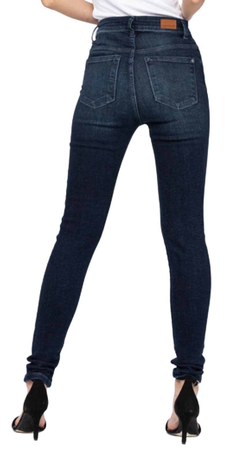 Judy Blue Women's High Waist Skinny Jeans - Super Dark Wash, Stretch Denim, 93% Cotton, Comfortable & Flattering Fit 82132