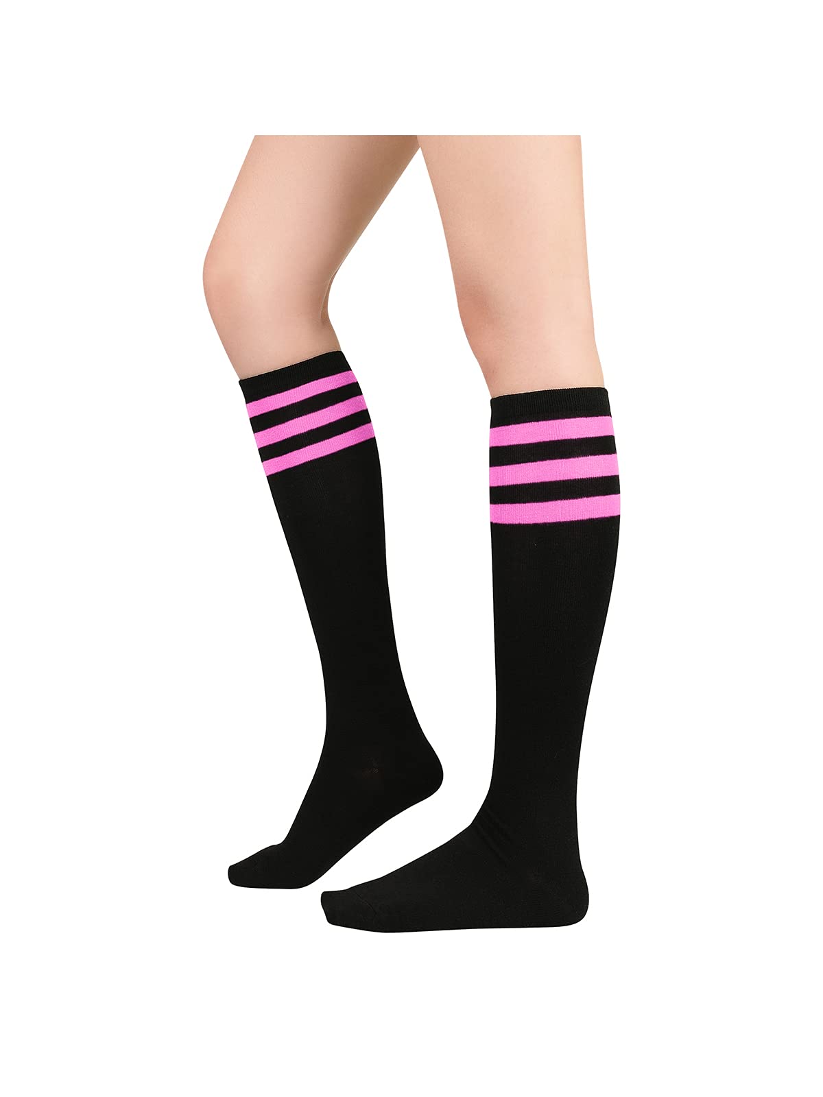 Century Star Knee High Striped Socks for Women - Long Thin Tube Sports Thigh High Socks Tall Stockings